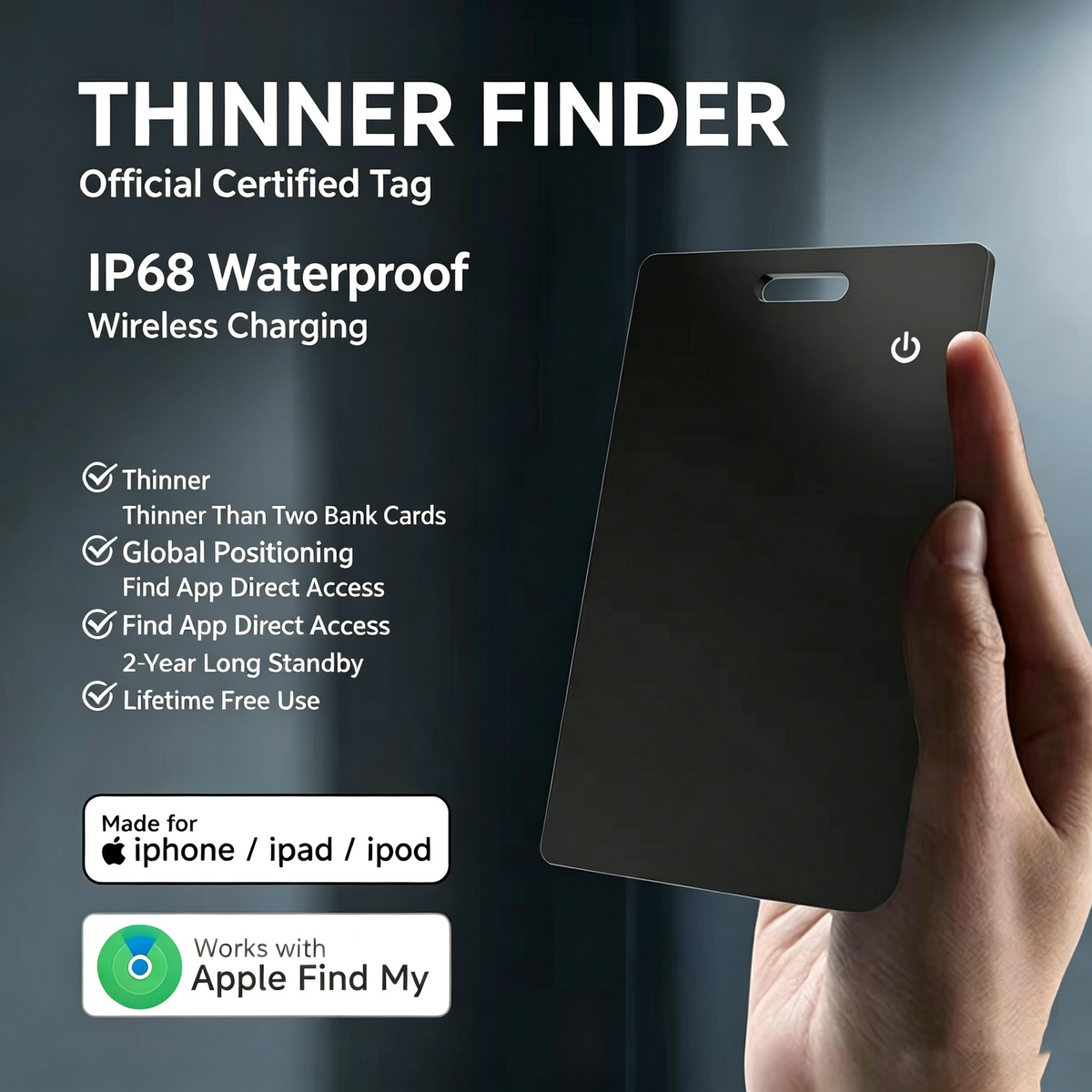 TrackTag dual smart card finder shown from the back