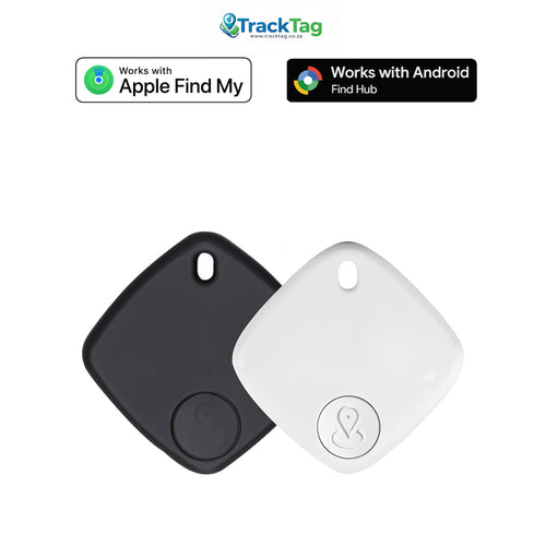 TrackTag dual tracker tag shown with keyring loop